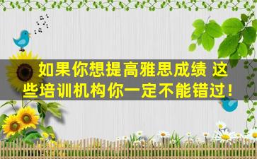 如果你想提高雅思成绩 这些培训机构你一定不能错过！